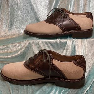 Bass Gosselin golf shoes. Wing‎ tip style suede and leather. 9.5m. Box 10